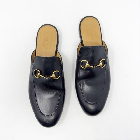 Gucci Princetown Black Leather Horsebit Mules Loafers - Picture 2 of 12